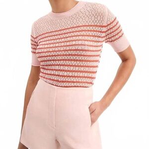 Veronica Beard XS Declan Pullover Shell top Pink Shell/Persimmon